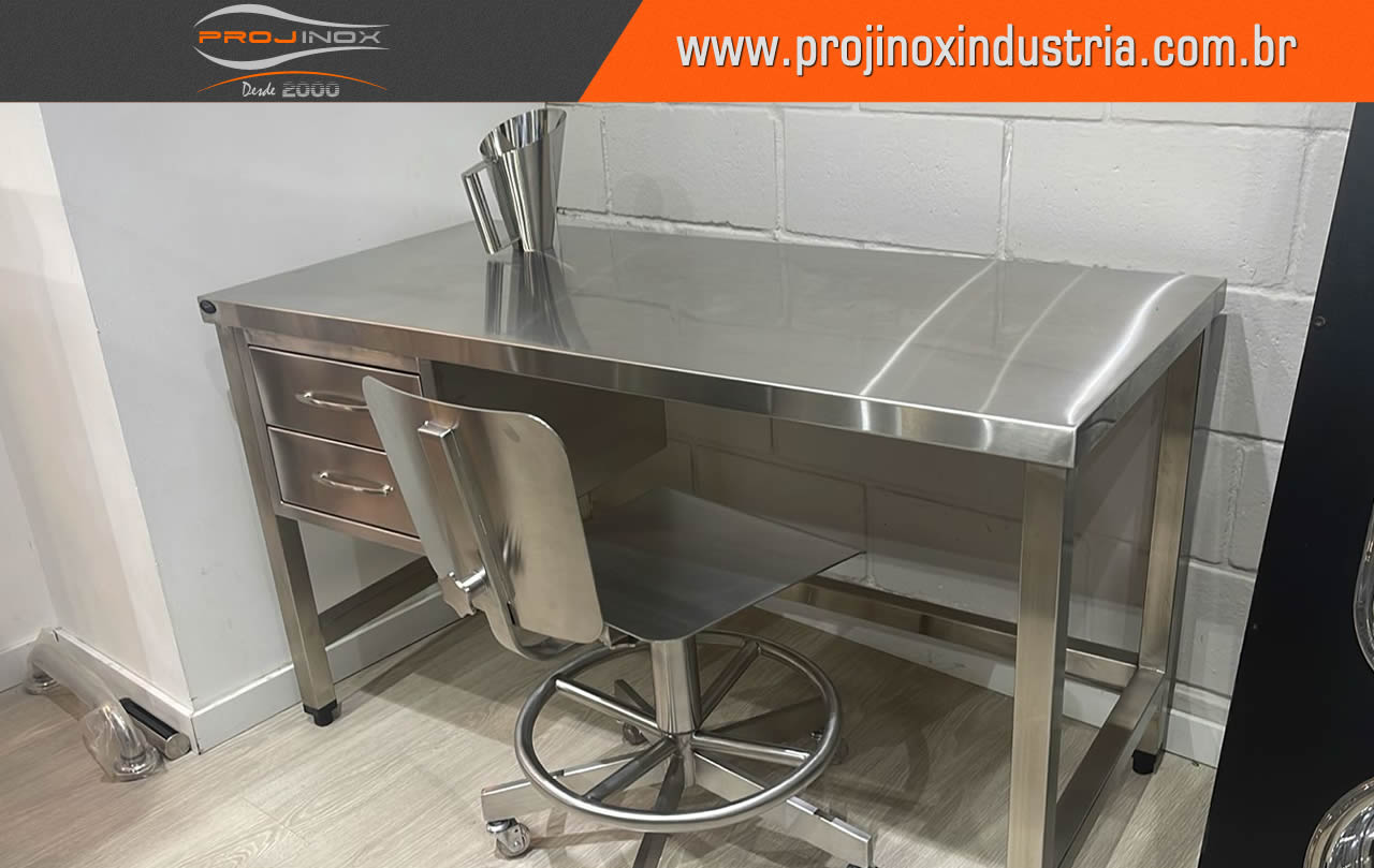 Estação de Trabalho com Gaveteiro Inox
